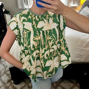 CROSBY by Mollie Burch Floral Print Ruffle Sleeve Blouse